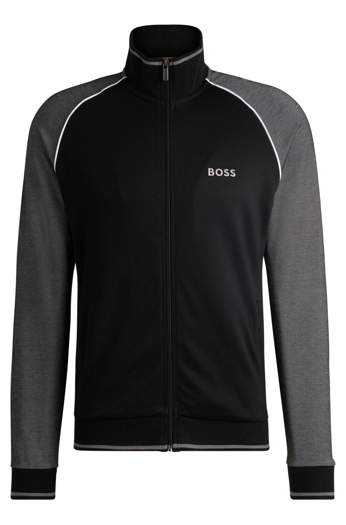 Cotton zip-up jacket with contrast piping Product Image