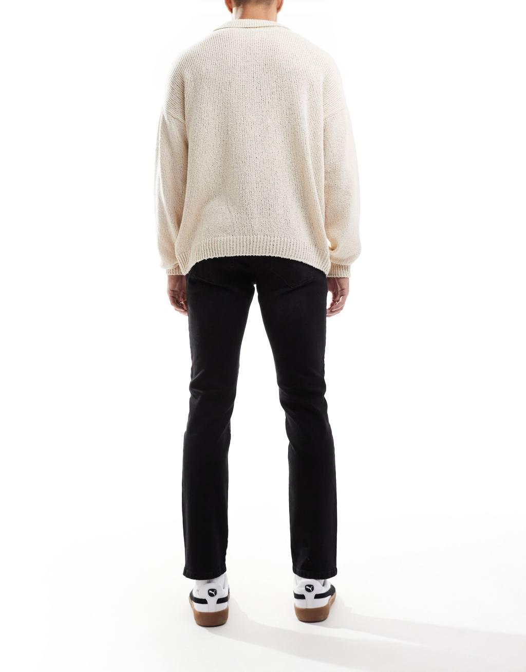 ONLY & SONS weft regular fit jeans in black Product Image