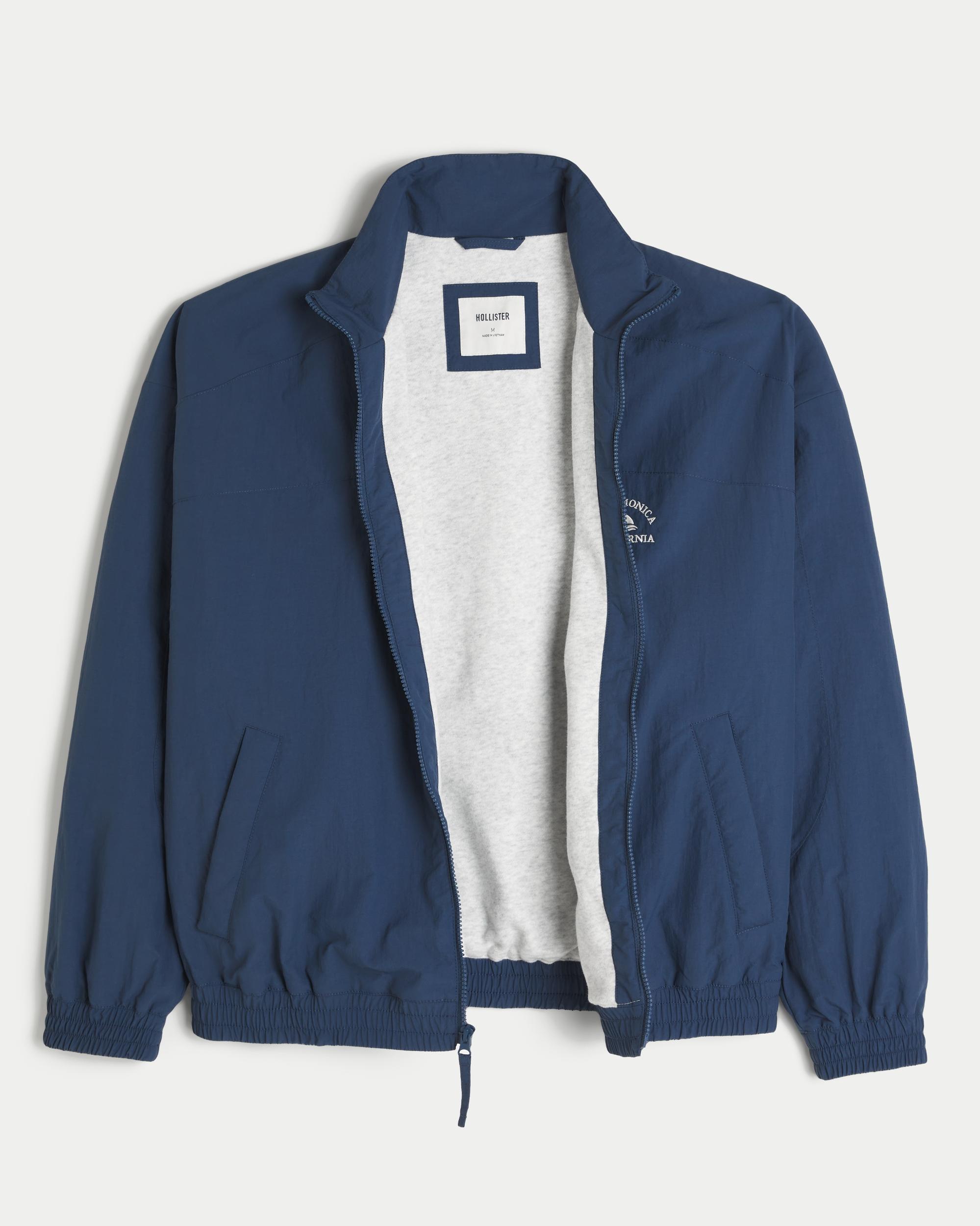 Fleece-Lined Santa Monica Graphic Windbreaker Jacket Product Image