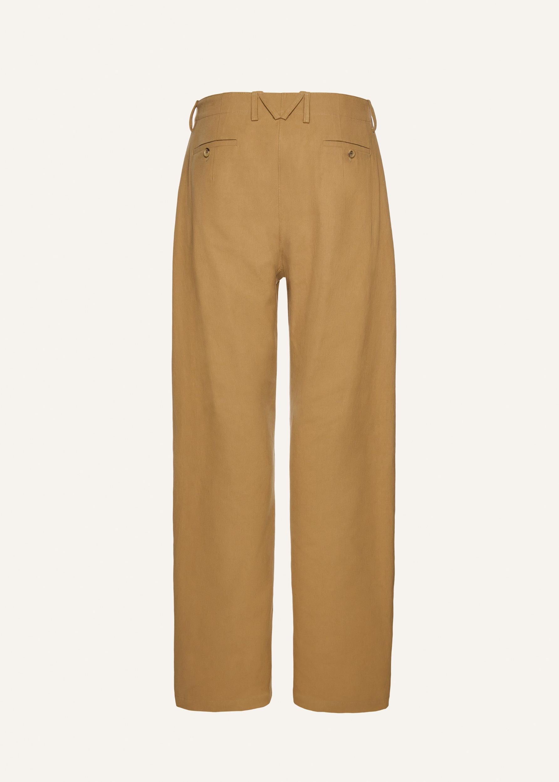 Wide-leg cotton trousers in beige Product Image