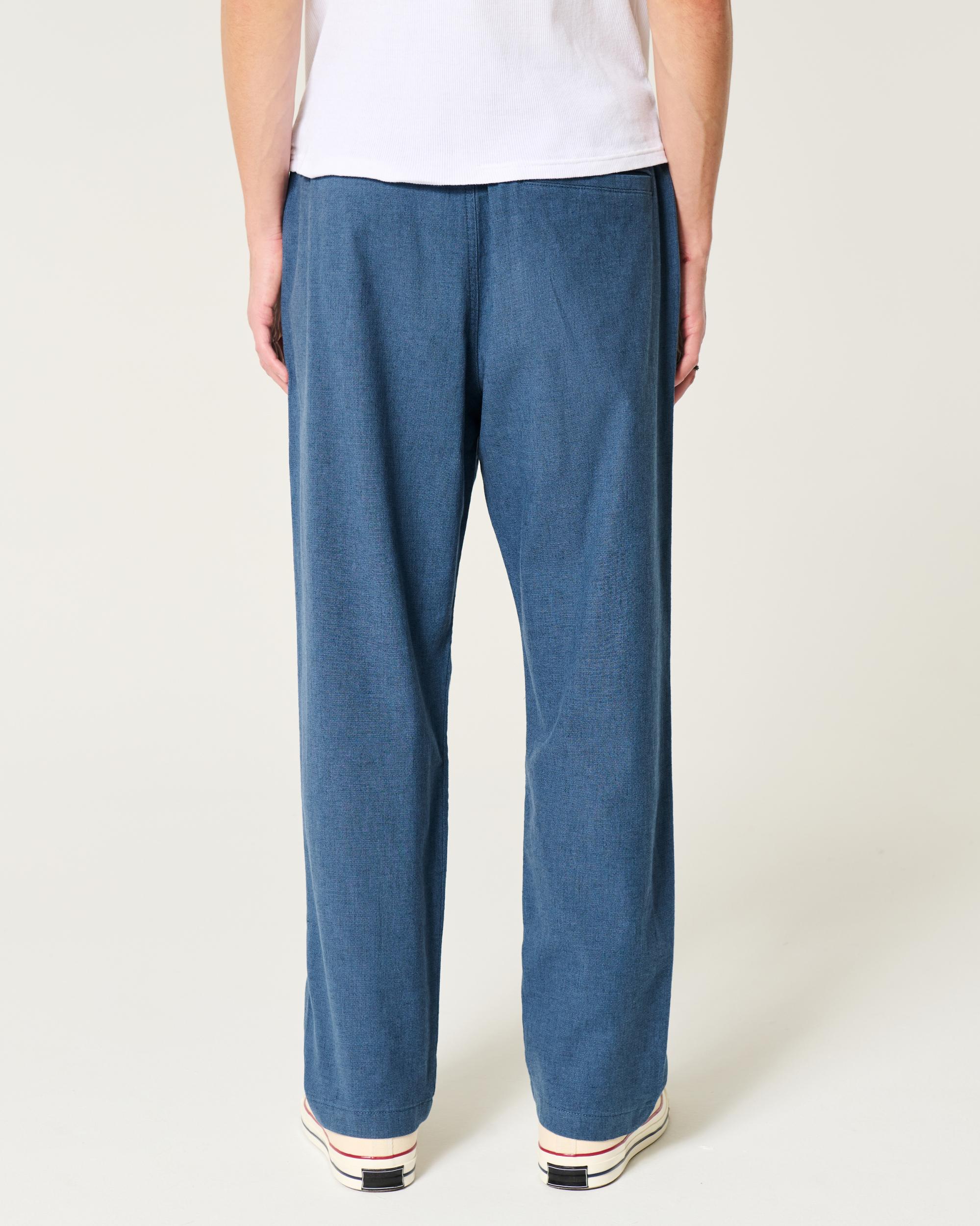 Linen-Blend Loose Pull-On Pants Product Image