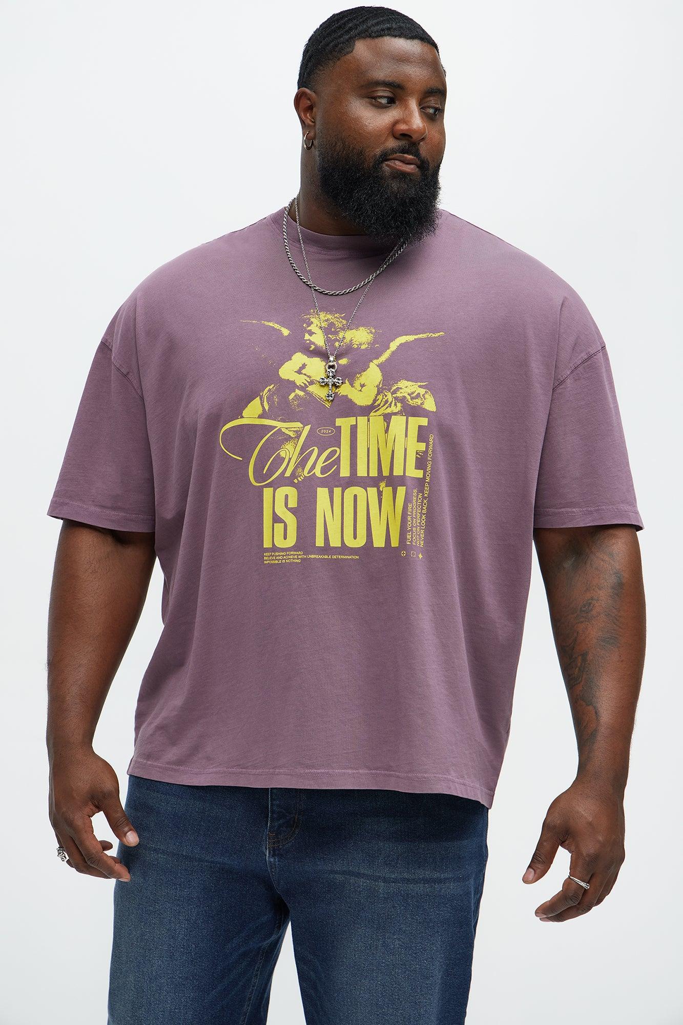 The Time Is Now Oversized Short Sleeve Tee - Purple Product Image