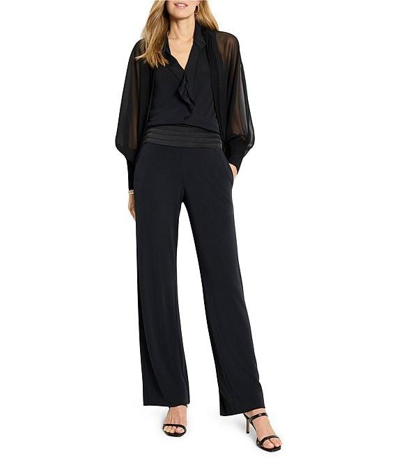 NIC + ZOE Knit Crepe Cummerbund Wide Leg Pants Product Image