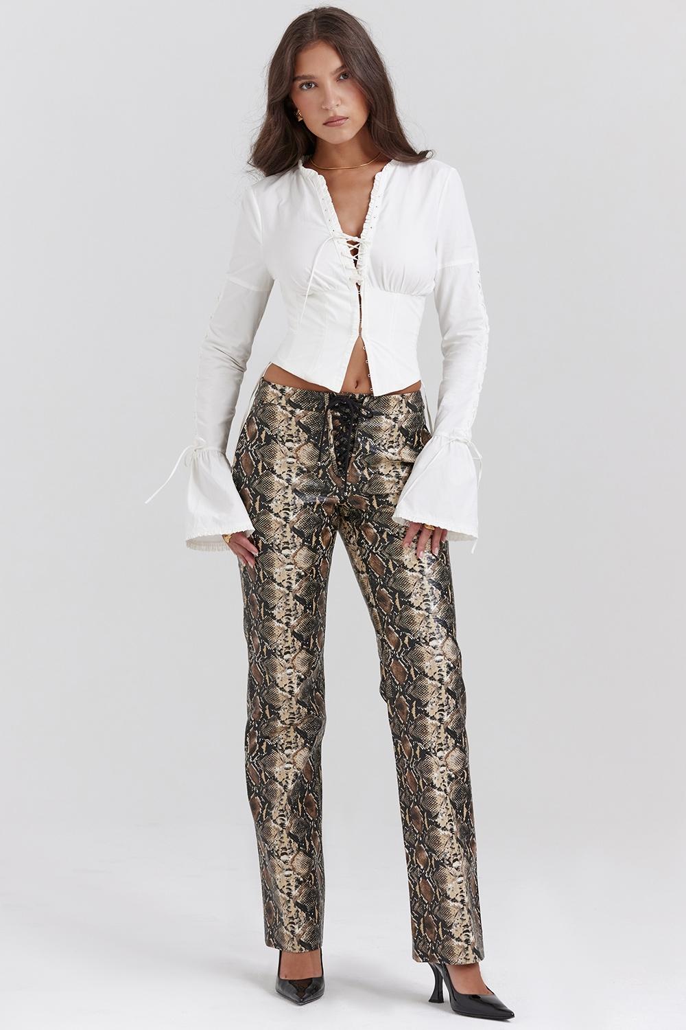 Serina  snake print vegan leather trousers Product Image