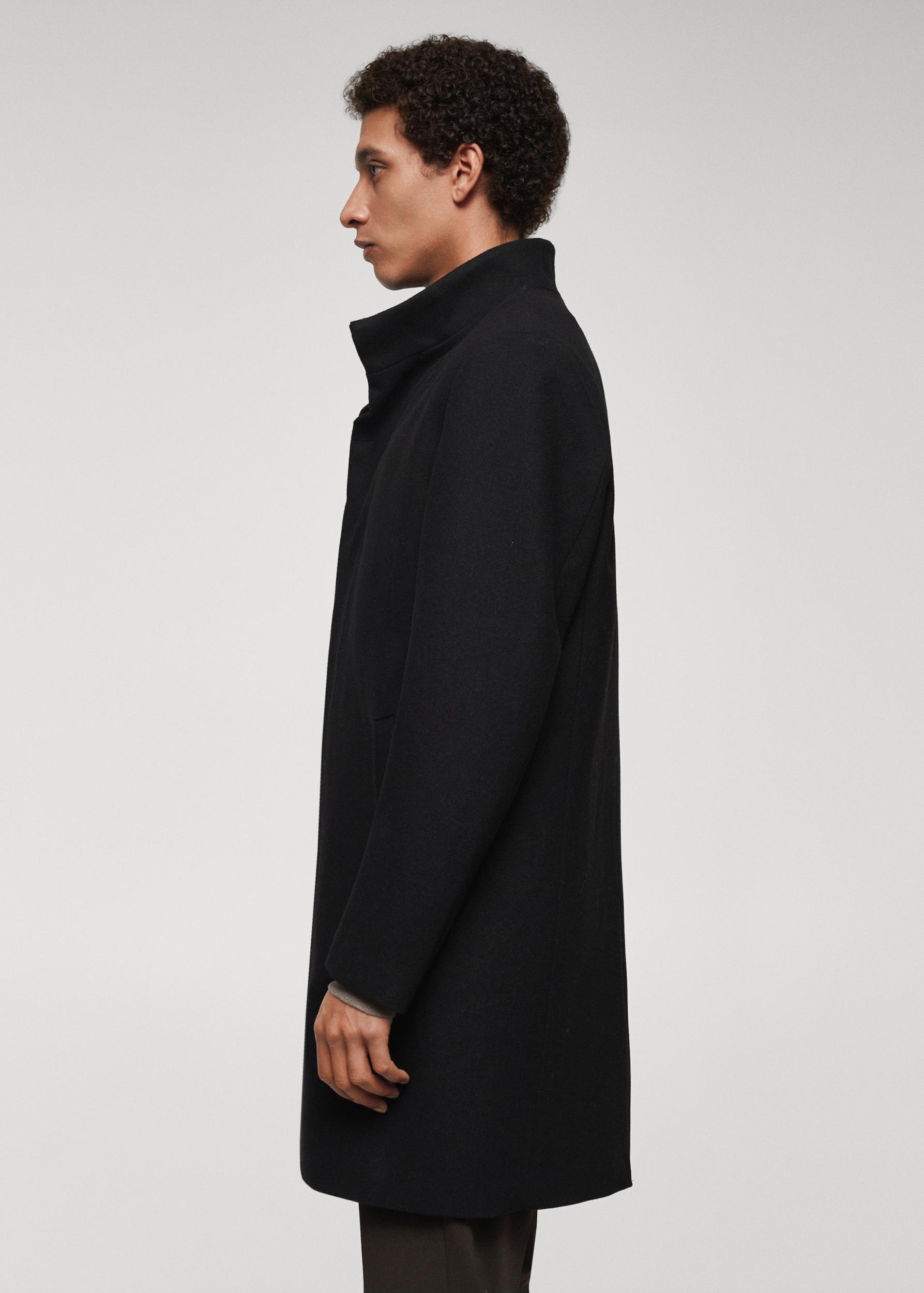 Wool funnel neck coat - Men | MANGO USA Product Image