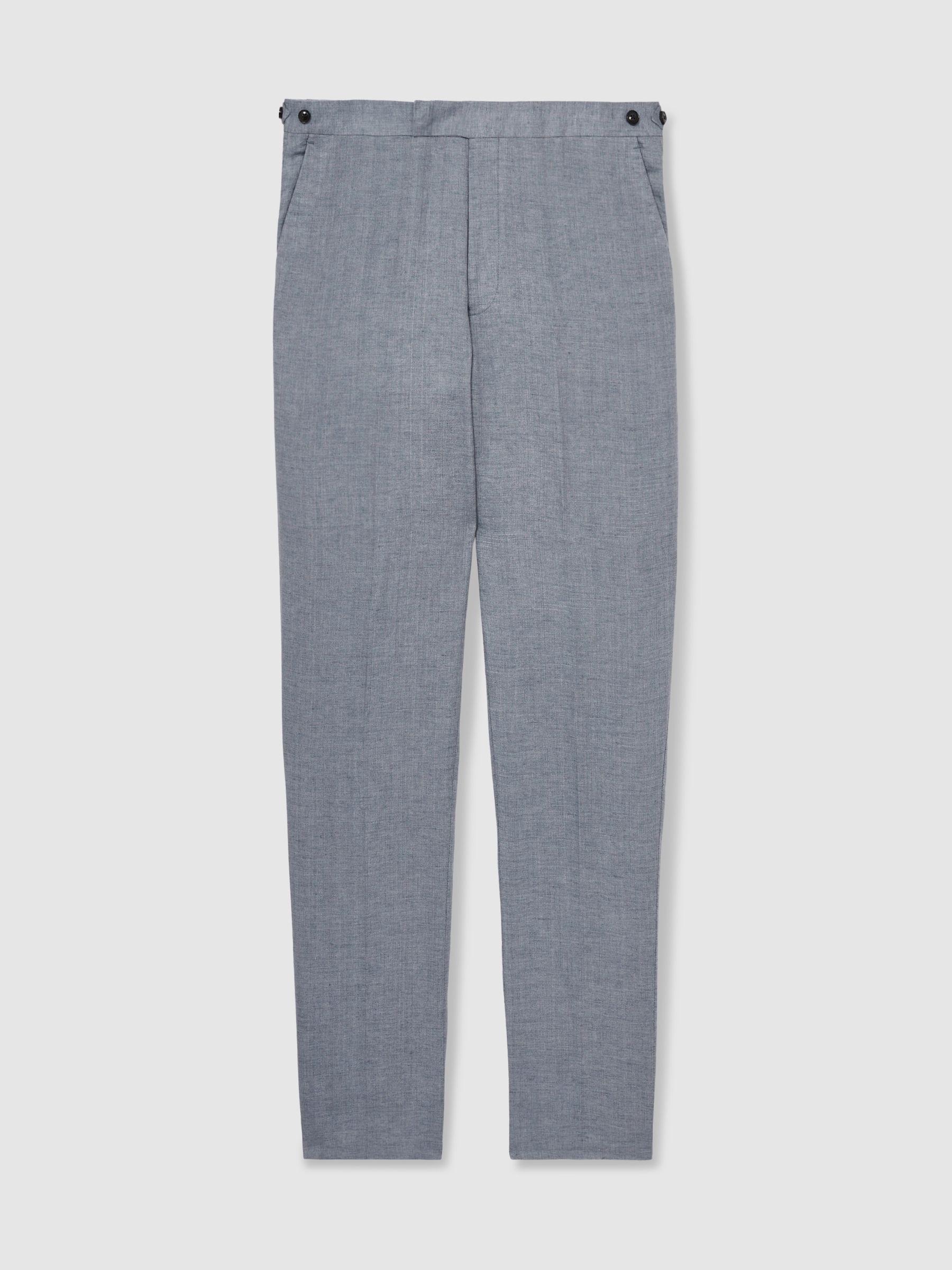Linen Slim-Fit Suit Trousers in Airforce Blue Product Image