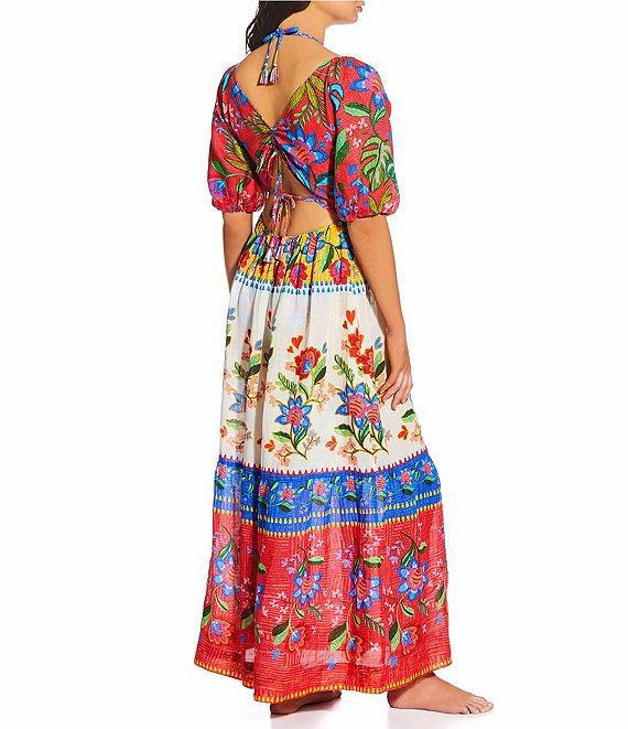 JOHNNY WAS Rumba V-Neck Back Cut-Out Maxi Dress Swim Cover Up Product Image