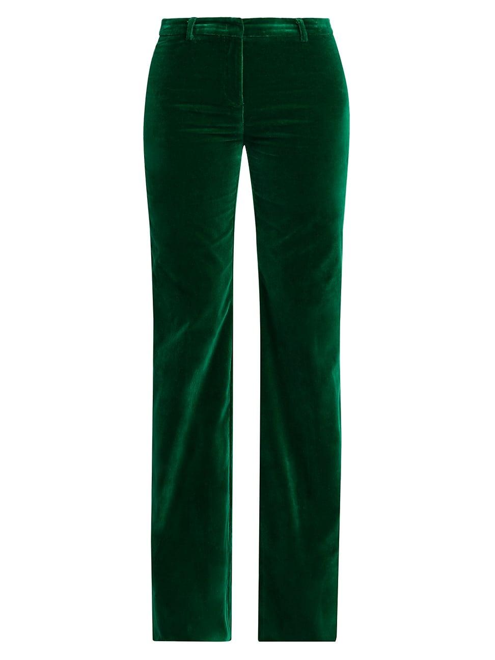 Womens Velvet Low-Rise Boot-Cut Pants Product Image