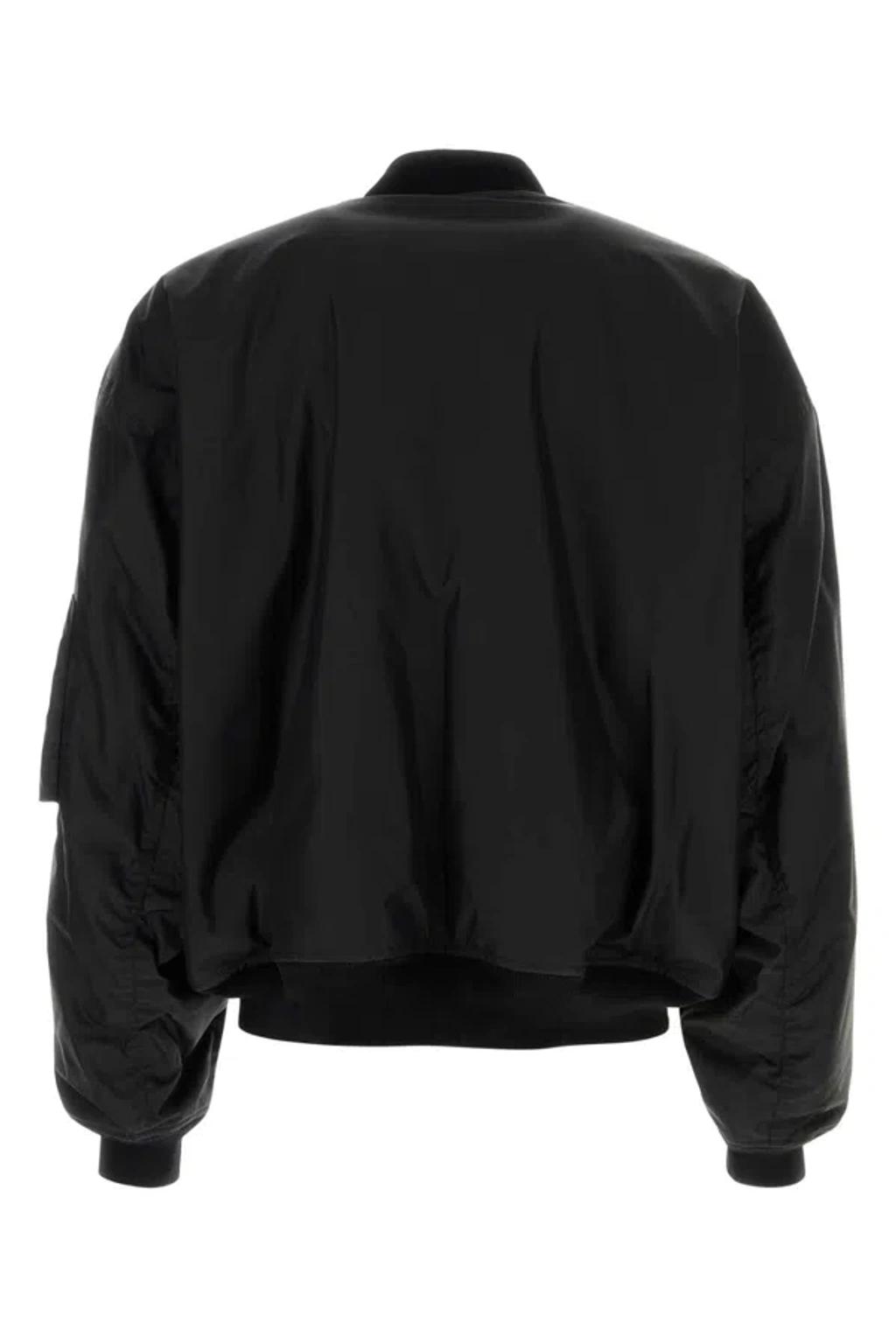 BALENCIAGA Nylon Uniform Merch Large Fit Bomber In Black Product Image