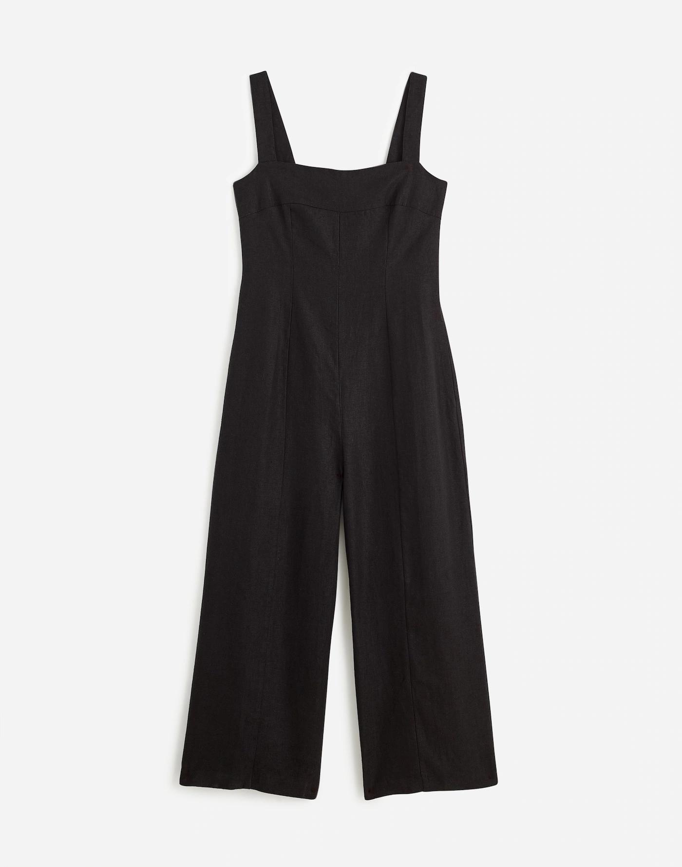 Squareneck Wide-Leg Jumpsuit in 100% Linen Product Image