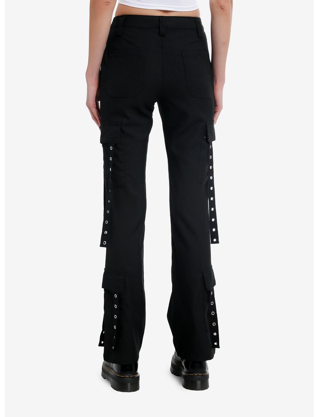 Black Grommet Strap Cargo Pocket Pants Product Image