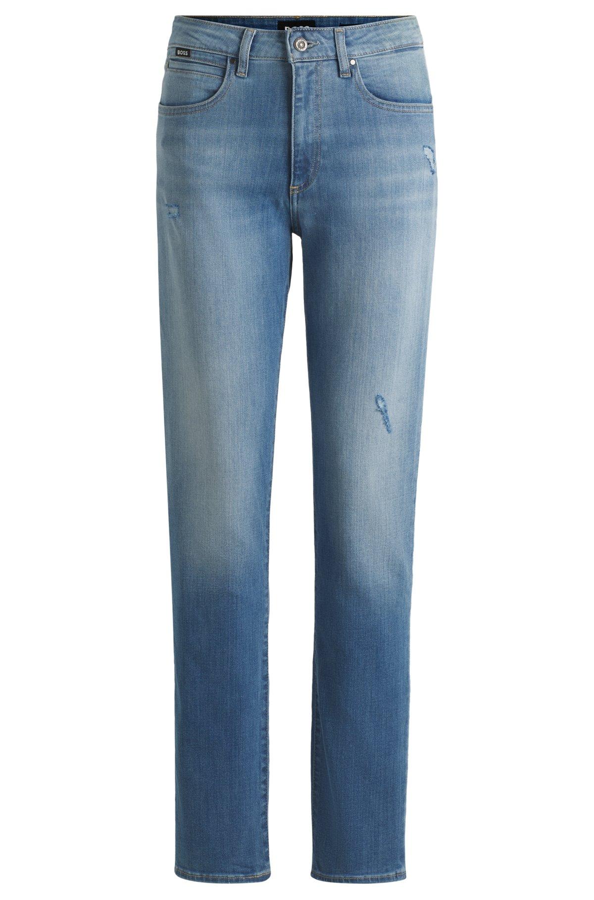 Slim-fit jeans in washed blue stretch denim Product Image