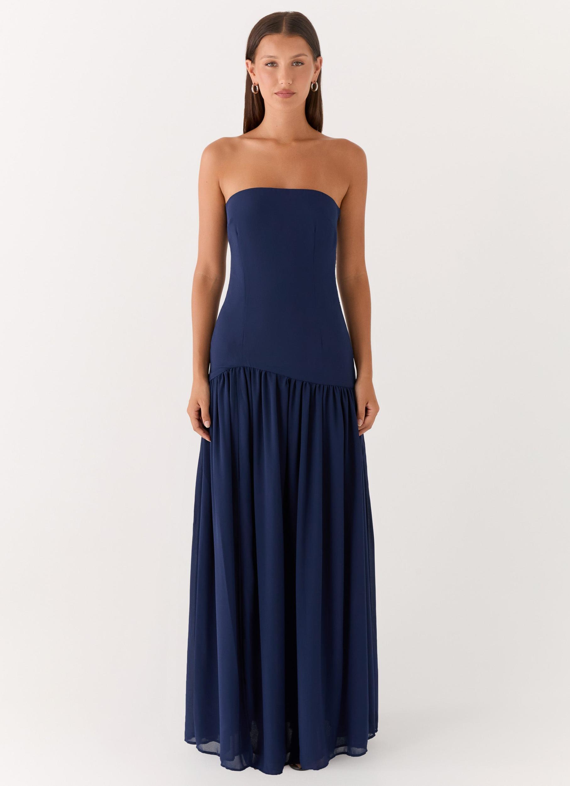 Eden Strapless Maxi Dress - Navy Product Image