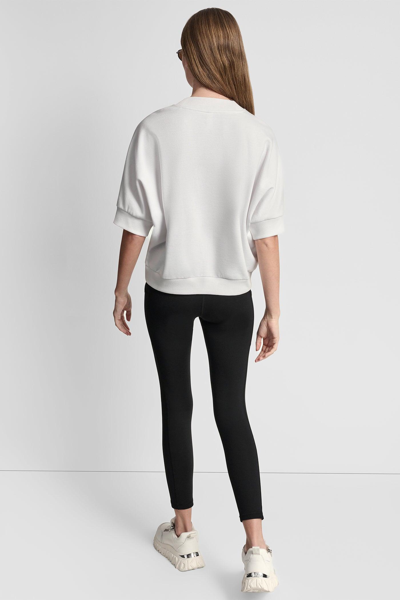 COTTON-BLEND TERRY SHORT SLEEVE LOGO HIGH-LOW TEE Product Image