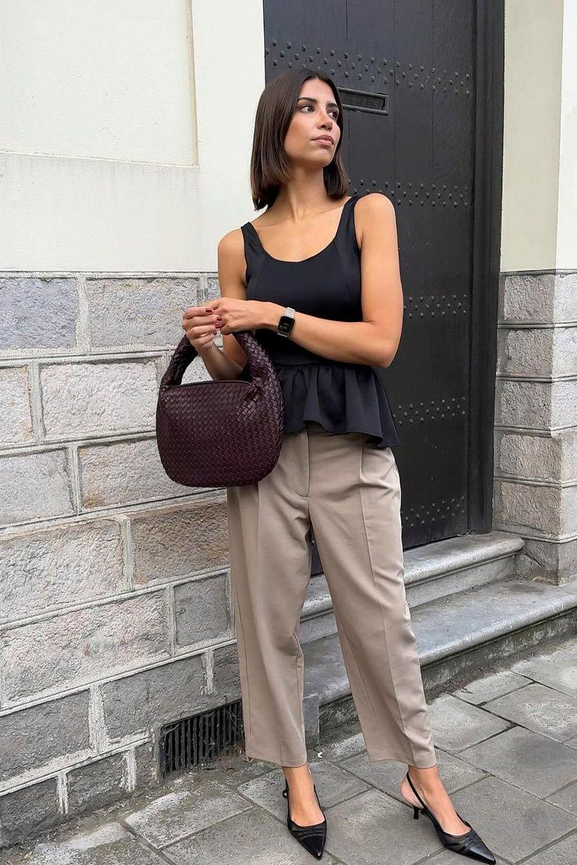 Cropped Mid Waist Suit Pants Product Image