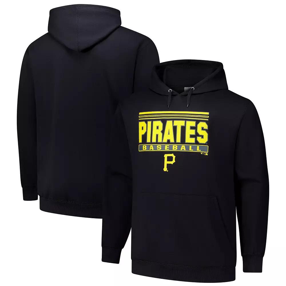 Men's  Black Pittsburgh Pirates Stack Fleece Pullover Hoodie, Size: 4XB Product Image