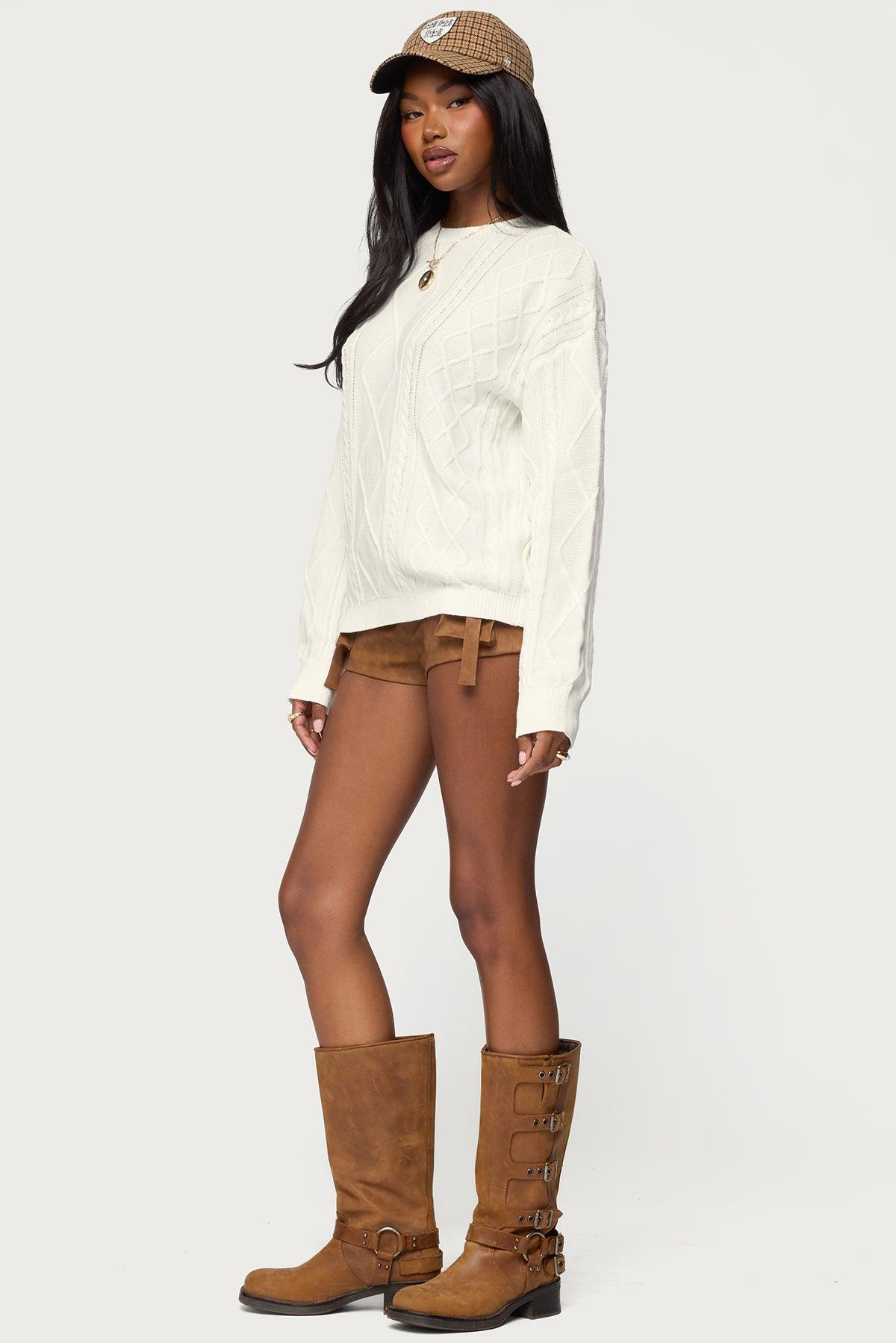 Jessy Cable Knit Oversized Sweater Product Image