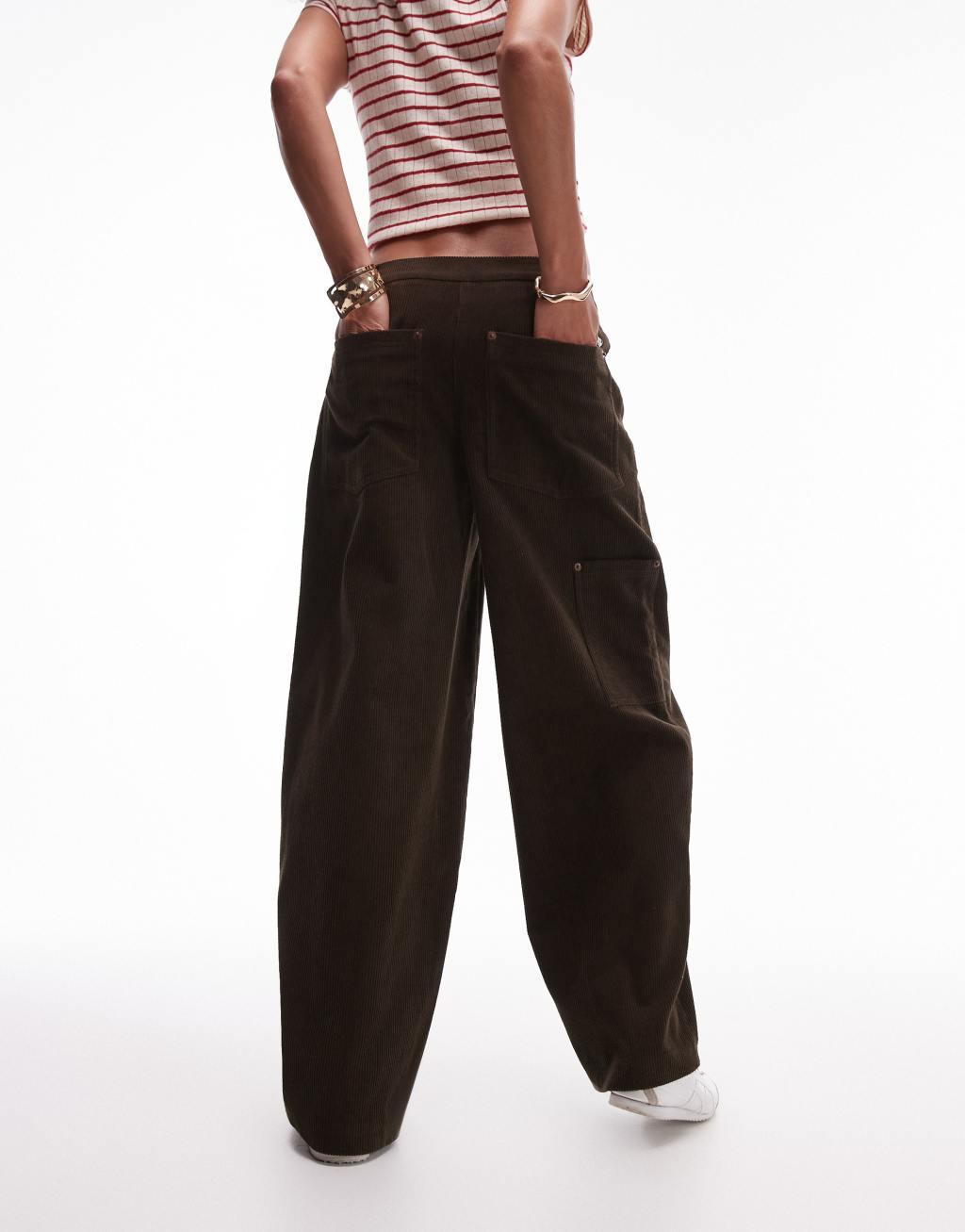 Topshop cord pants in brown Product Image