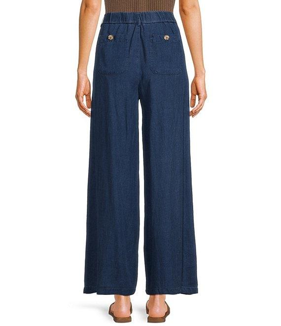 Blu Pepper Denim High Rise Button Front Straight Wide Leg Pants Product Image