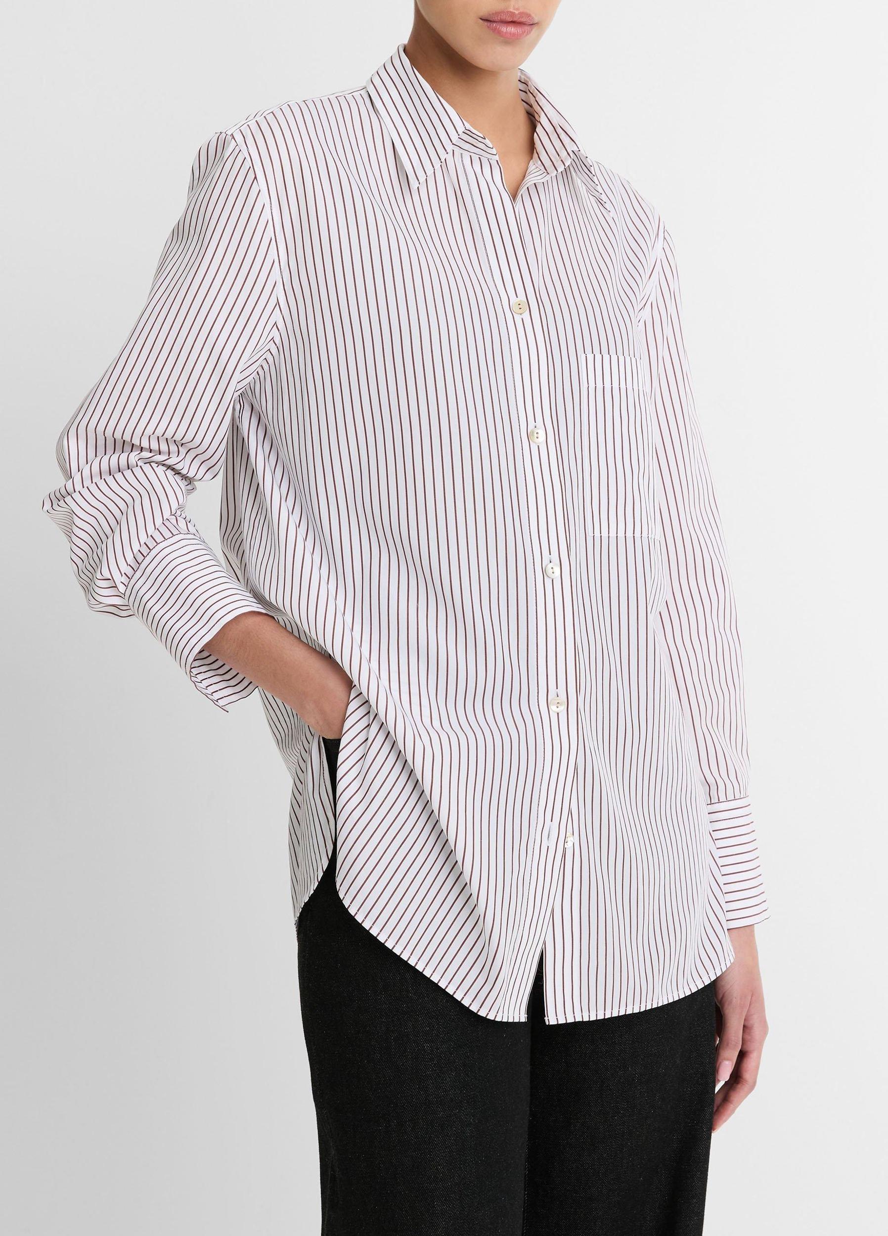Striped Cotton Relaxed Straight Shirt Product Image