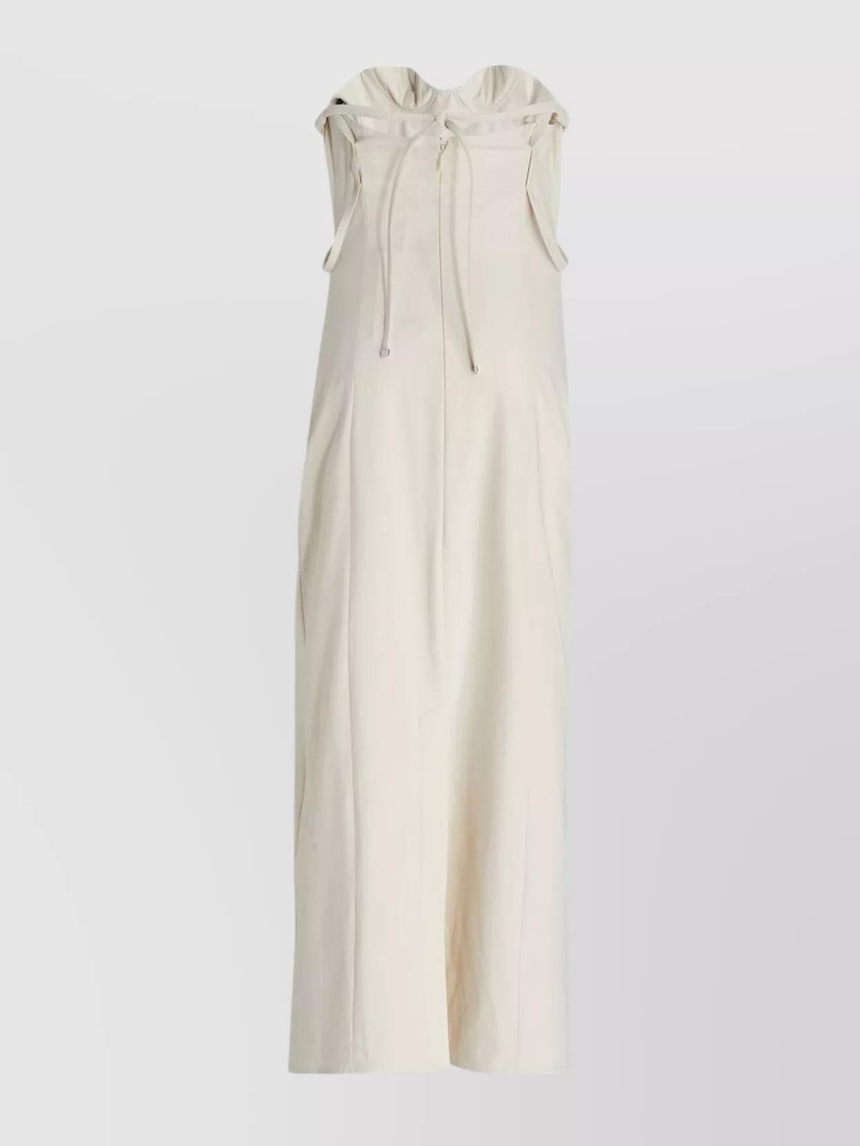 JACQUEMUS Strapless Ruffled Cutout Twill Midi Dress In White Product Image