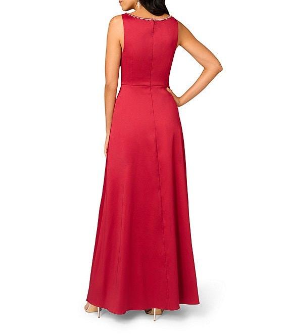 Aidan Mattox Stretch Mikado Plunging V-Neck Sleeveless Column Dress Product Image