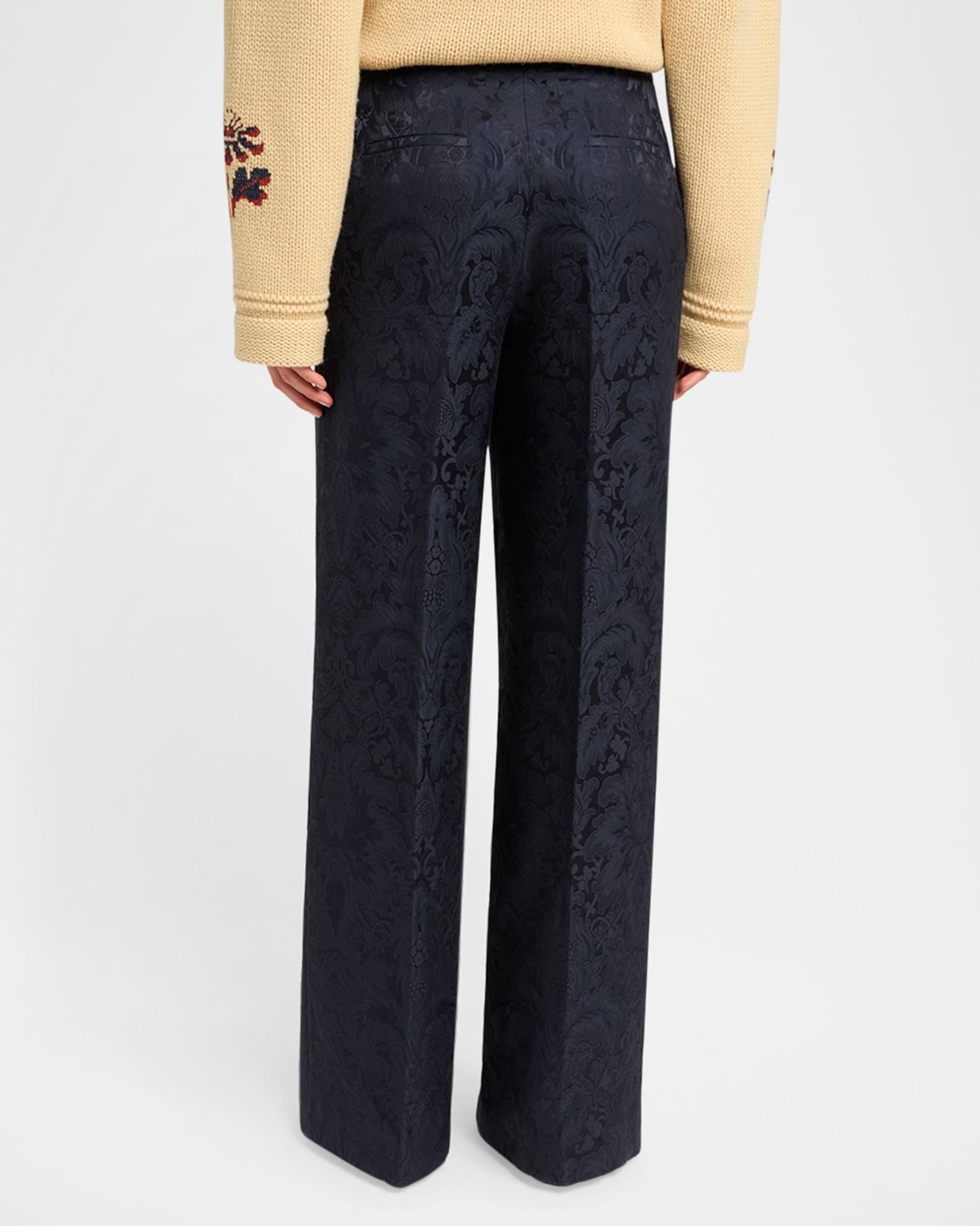 Mid-Rise Brocade Straight-Leg Trousers Product Image