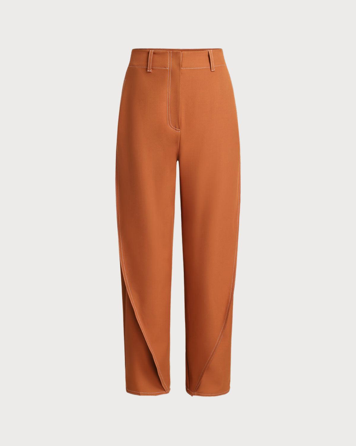 Brown Pegged Straight Pants Product Image