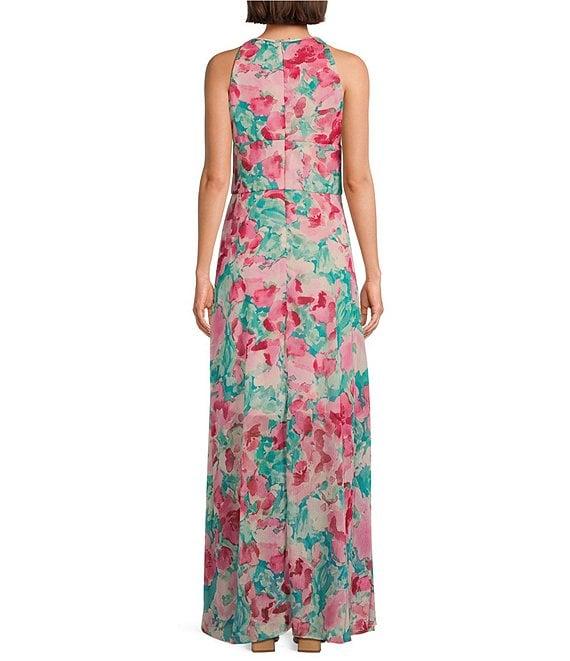 R & M Richards Keyhole Halter Neck Floral Print Dress Product Image