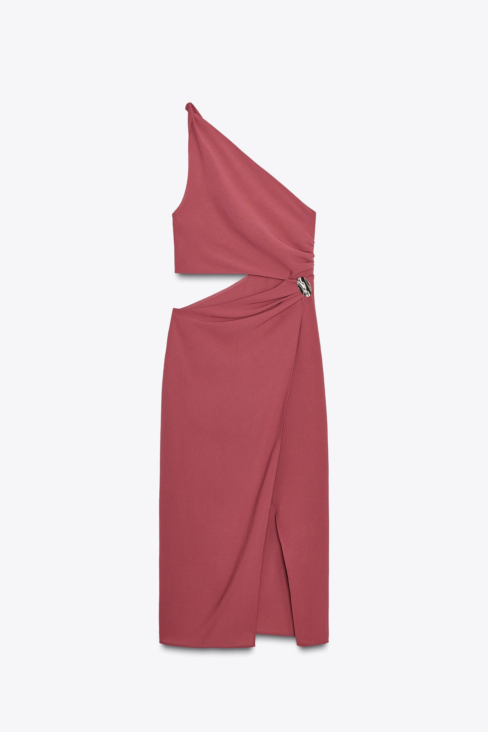 ASYMMETRIC MIDI DRESS WITH APPLIQUÉ Product Image