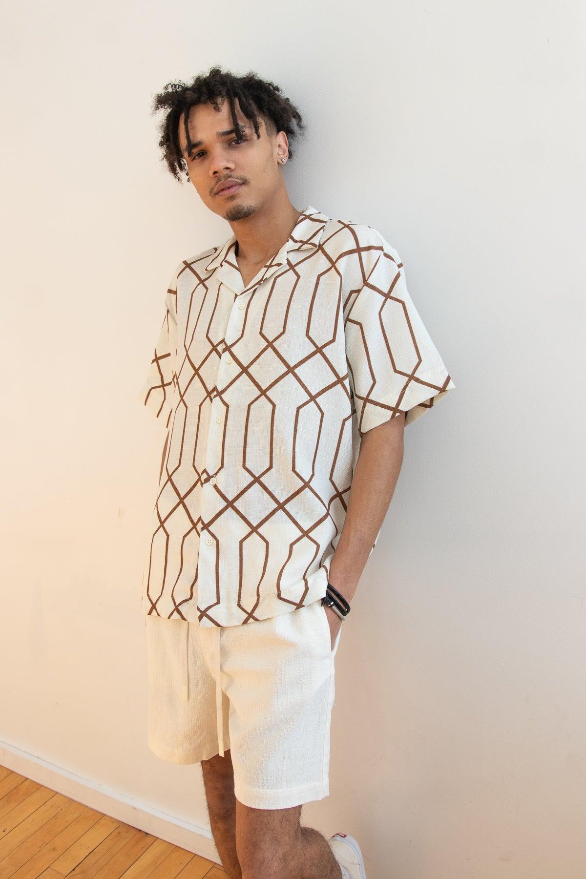 Modern Art Deco Button Up Shirt Product Image