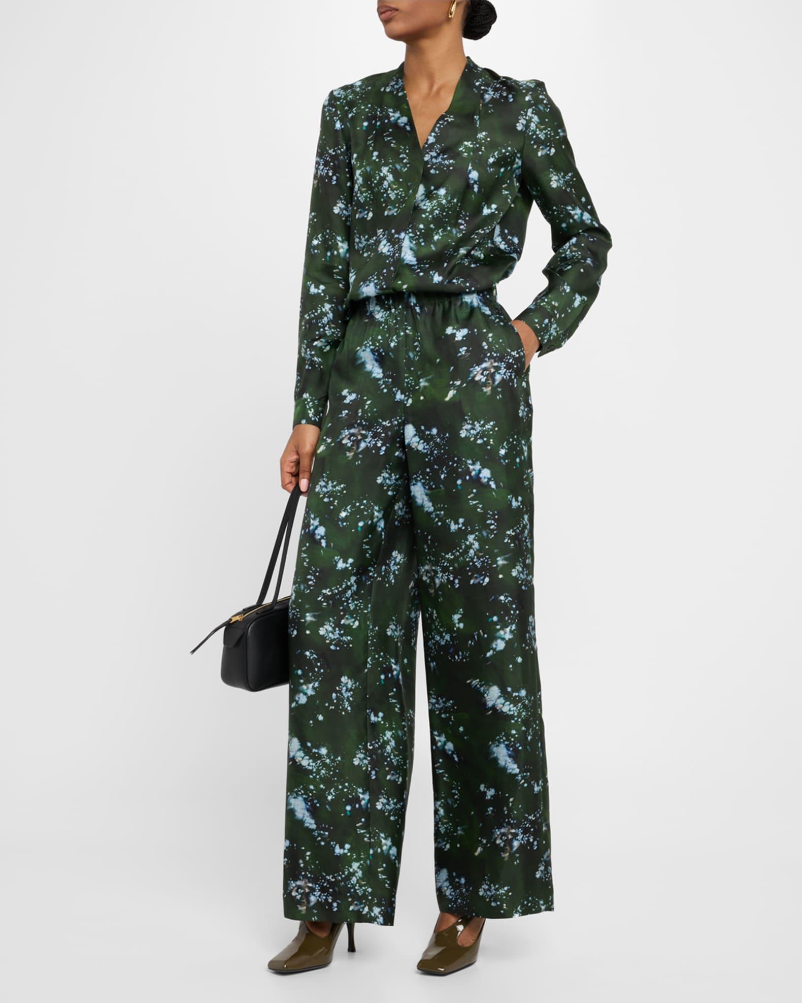 Abstract-Print Silk Blouse Product Image