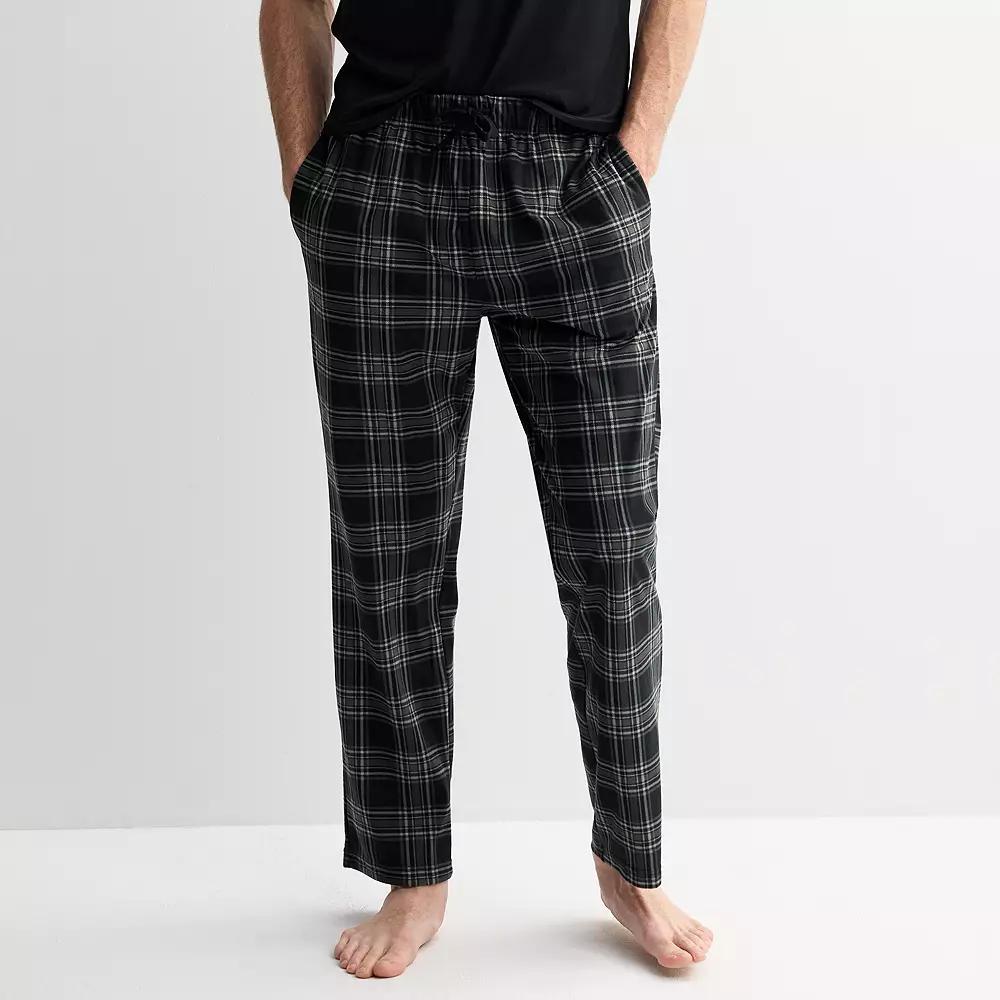 Men's Kenneth Cole Reaction Peached Knit Plaid Pajama Pants, Size: Large, Black Product Image