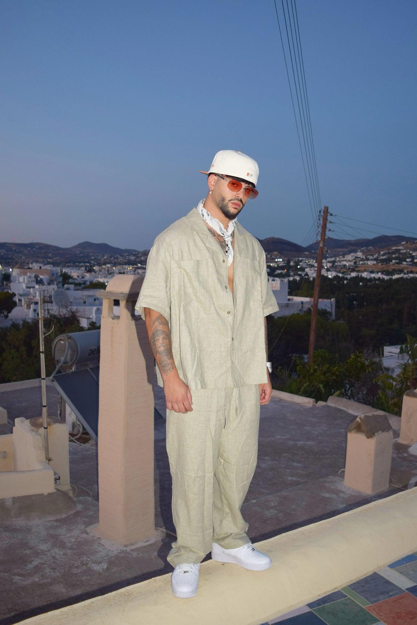 Bahamas Linen Cuban Boxy Shirt - Green Product Image