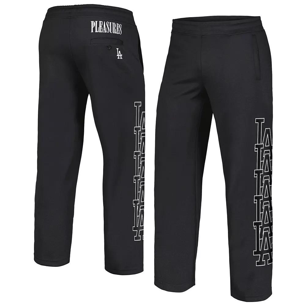 Men's PLEASURES Black Los Angeles Dodgers Pitcher Track Pants,  Product Image