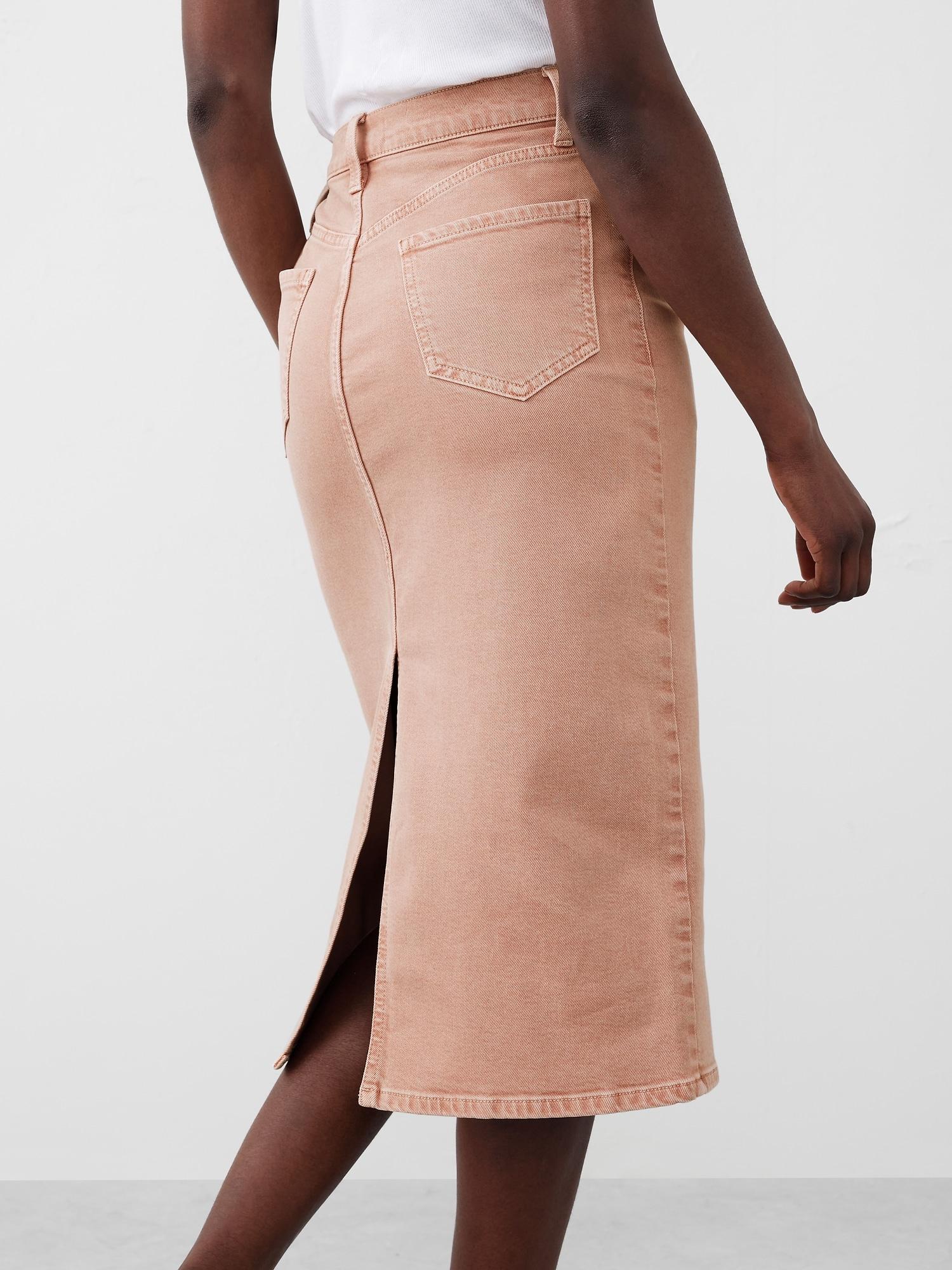 Denim Midi Pencil Skirt Product Image