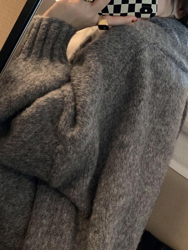 Solid Loose Knit Cardigan Product Image