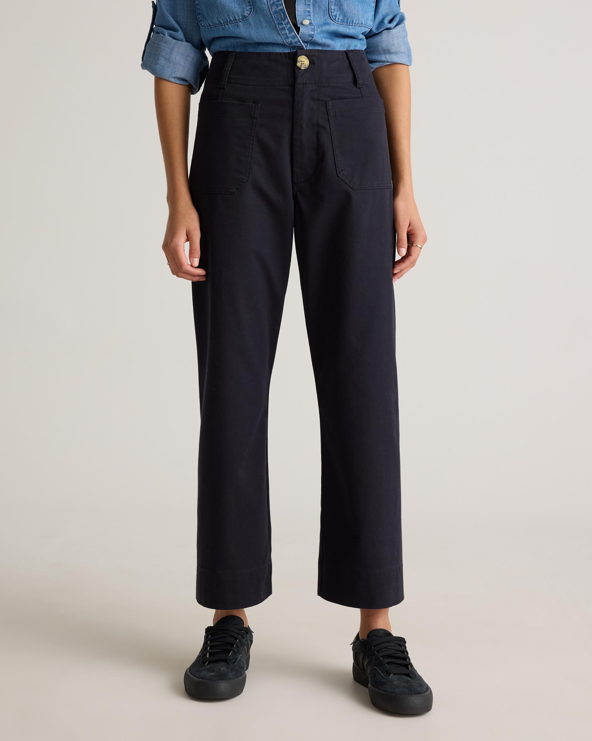 Quince | Women's Organic Stretch Cotton Chino Cropped Wide Leg Pants Organic Cotton Product Image