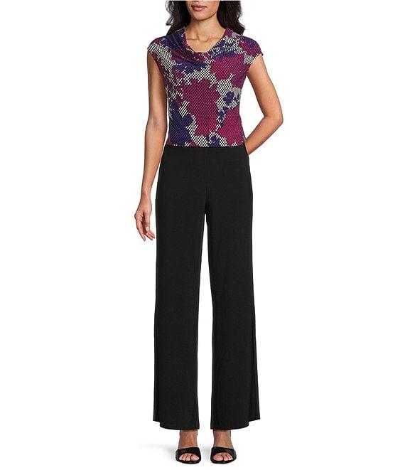 Kasper Petite Size Printed ITY Cowl Neck Cap Sleeves Blouse Product Image