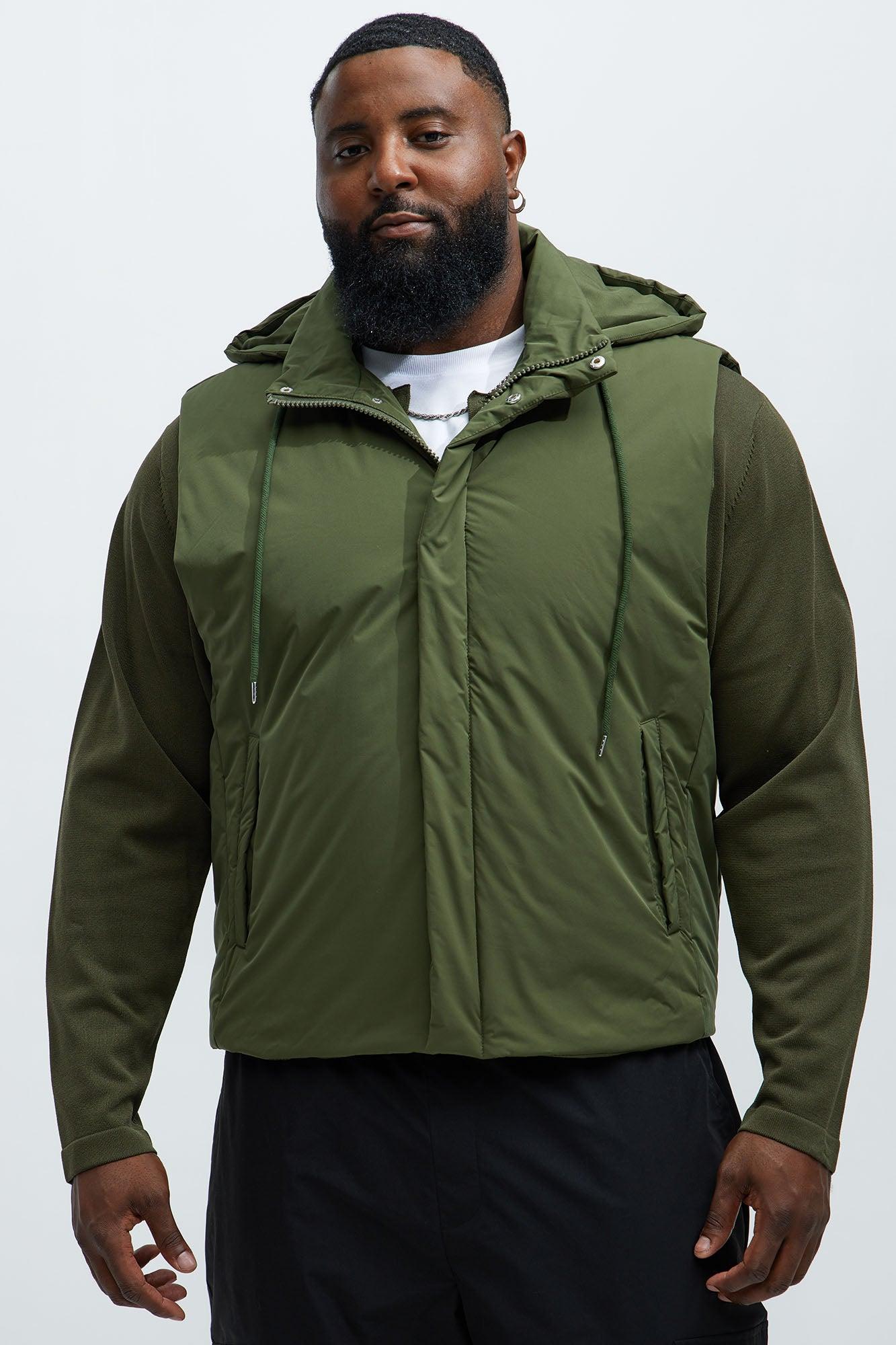 Bismarck Padded Vest With Hood - Olive Male Product Image