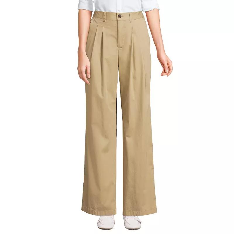 Women's Lands' End High Rise Crisp Poplin Chino Wide Leg Pants,  Product Image