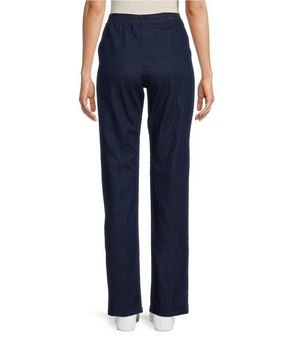 Allison Daley Straight Leg Stretch Denim Elastic Waist Pull-On Pants Product Image