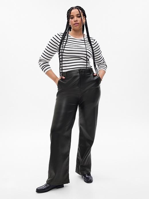 Mid Rise Vegan Leather Loose Pants Product Image