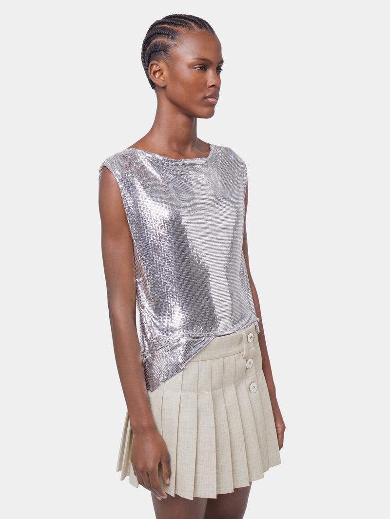 BEIGE MINI SKIRT IN MOTTLED WOOL Product Image