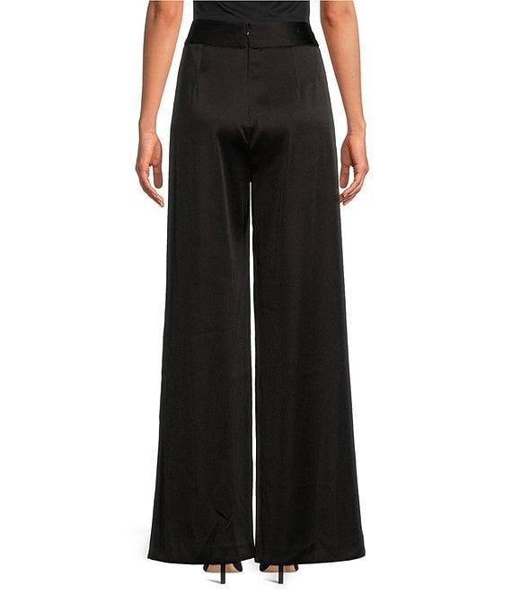 Muse by Marchesa Spruce Satin High Rise Pleated Point Straight Tuxedo Coordinating Pants Product Image
