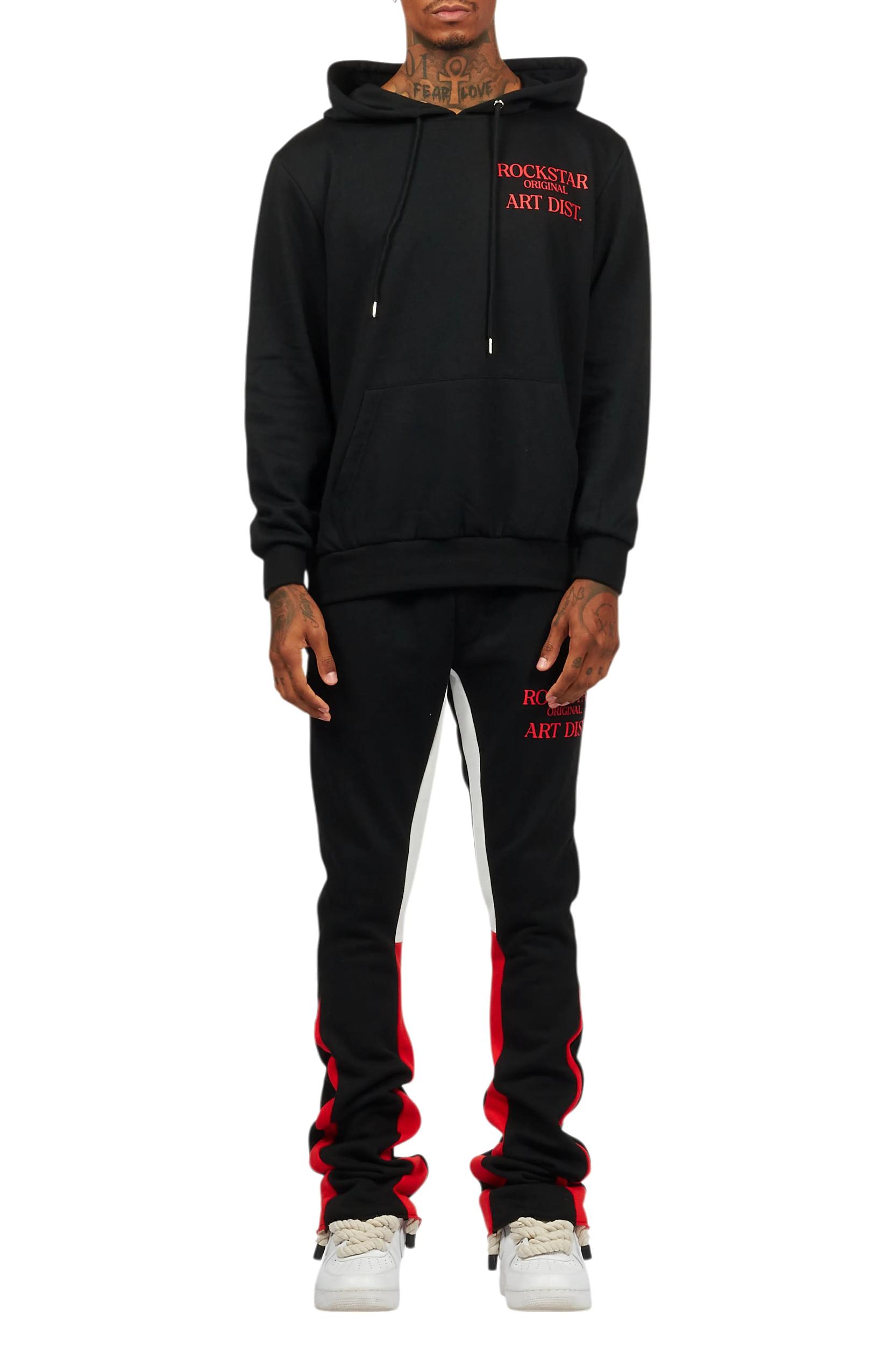 Briggs Black/Red Hoodie/Stacked Flare Track Set Male Product Image