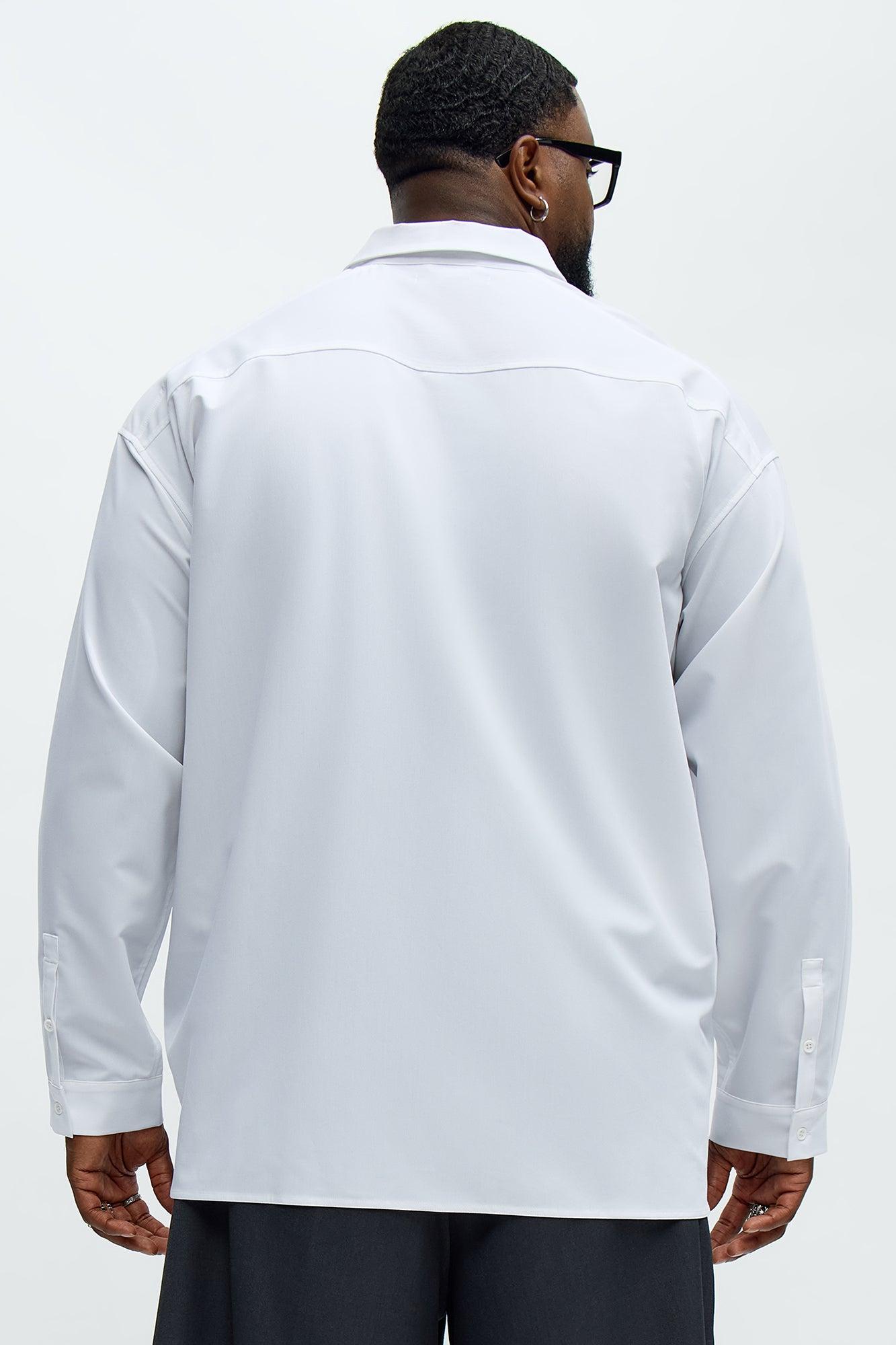 Oversized Relaxed Chateau Long Sleeve Button Up Shirt - White/combo Product Image