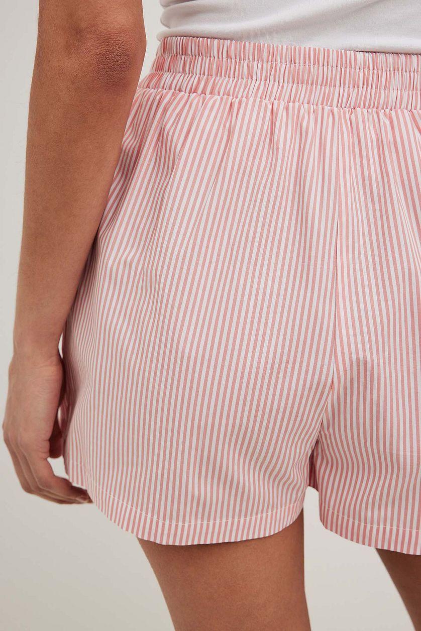 Striped Elastic Waist Cotton Shorts Product Image