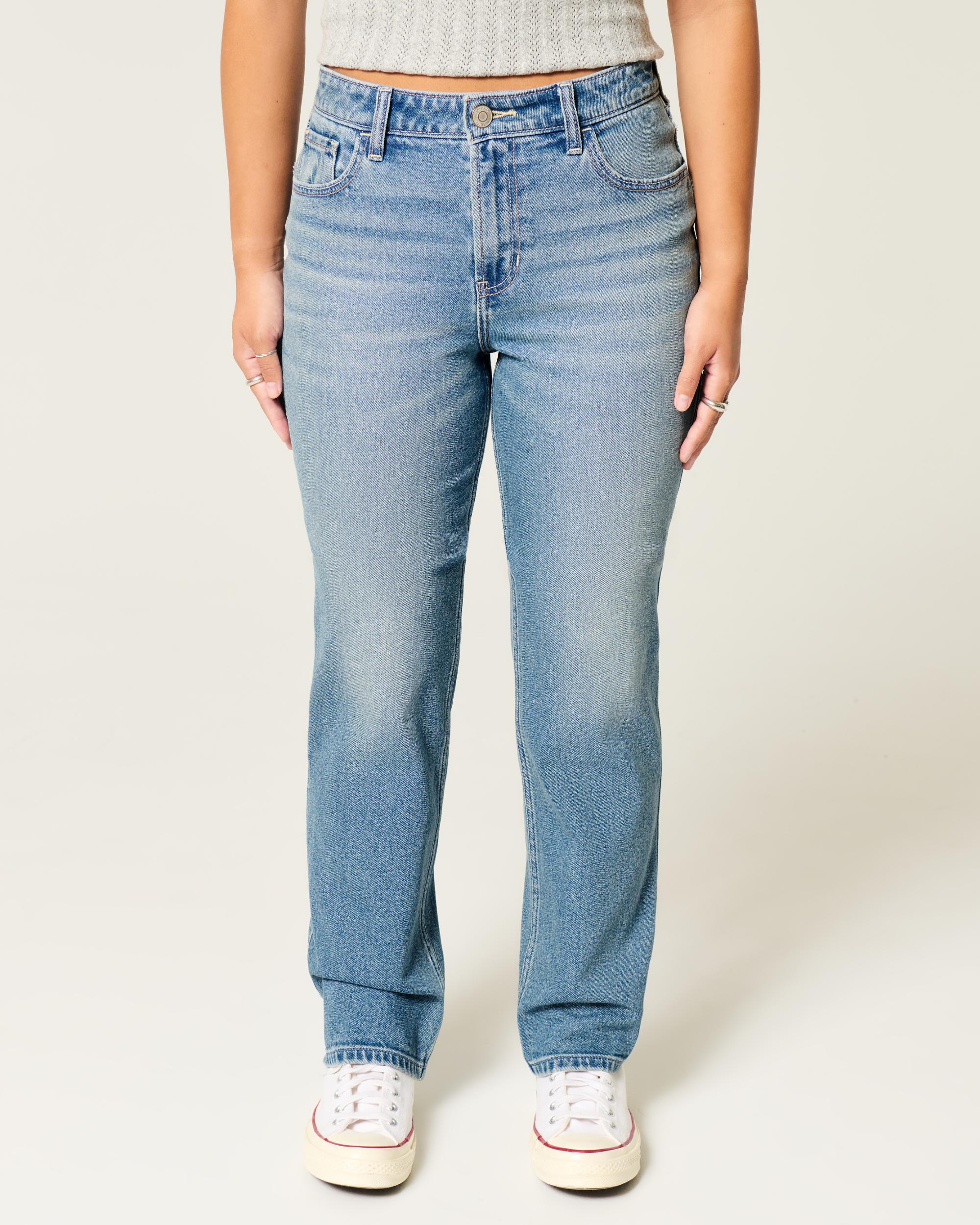 High-Rise Medium Wash Straight Jeans Product Image