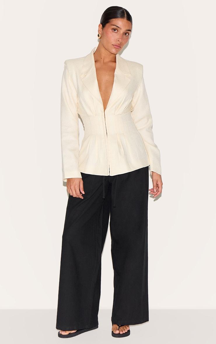 Petite Cream Cinched Waist Blazer Product Image